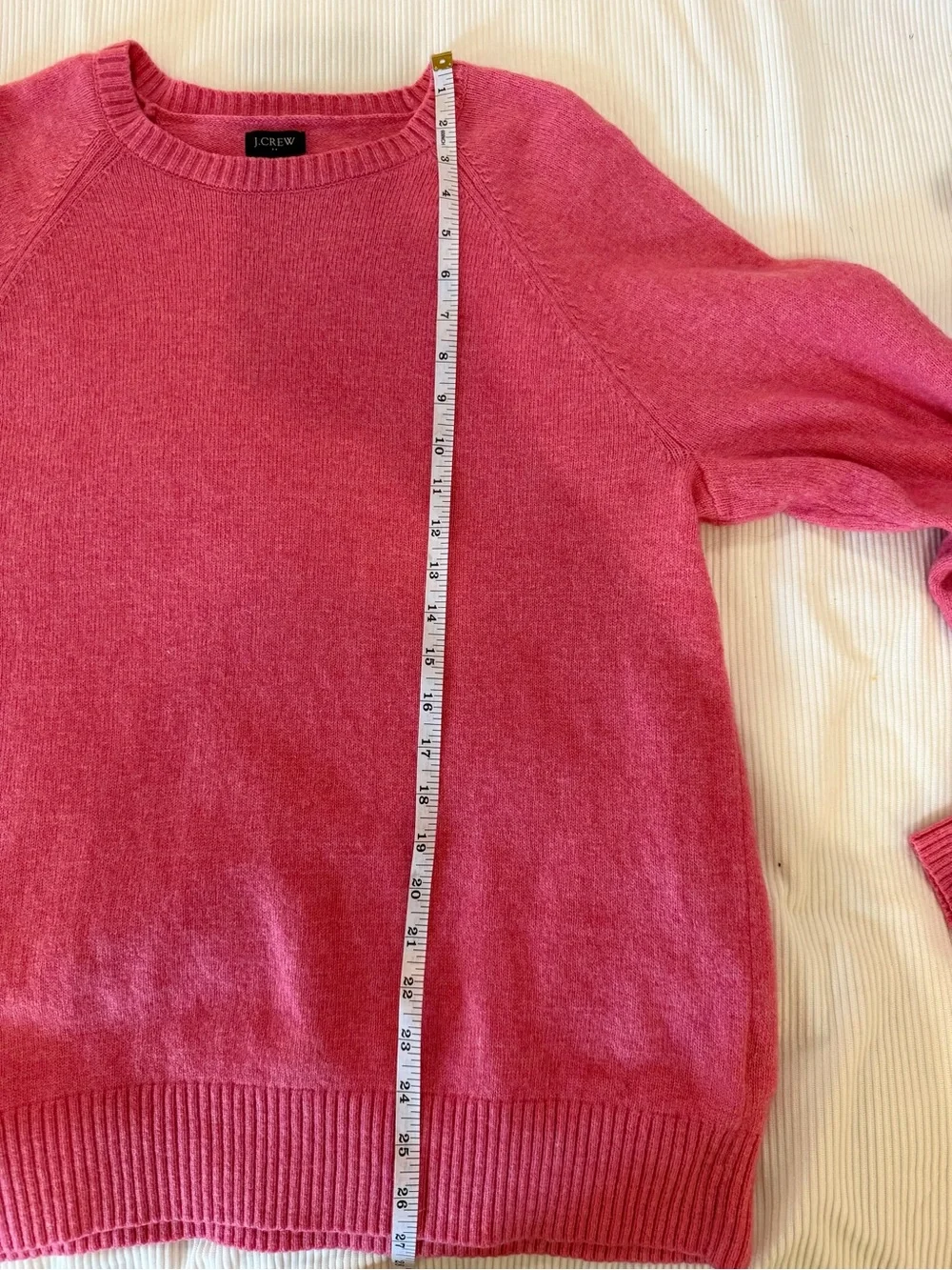J.Crew XL Bright Pink Lambswool Blend Crewneck Raglan Sweater